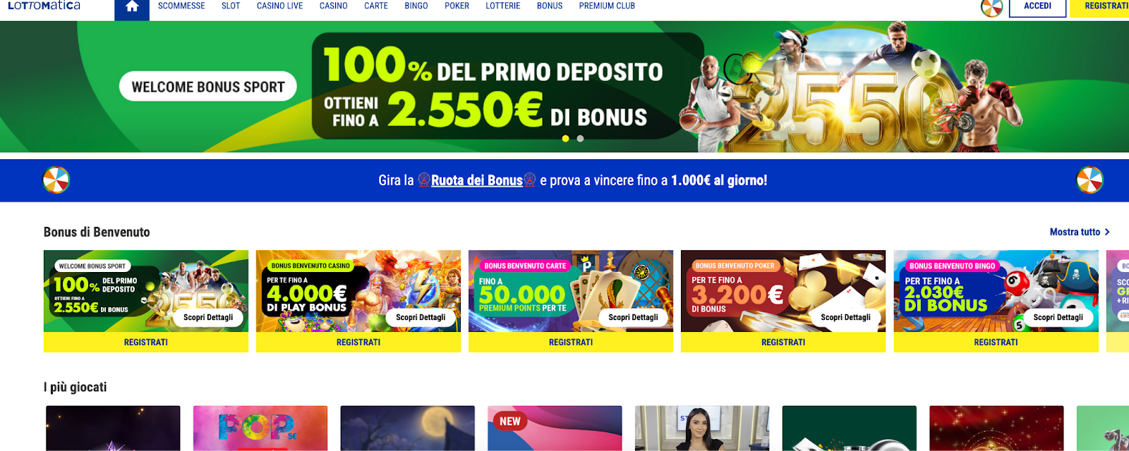 Promozione bonus Lottomatica Casino